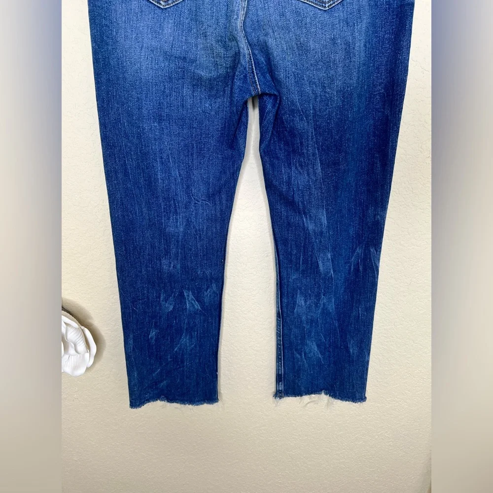 NTM: LOFT High Rise Straight Crop Jeans Medium Wash Distressed Raw Hem Size 27 - Picture 11 of 16